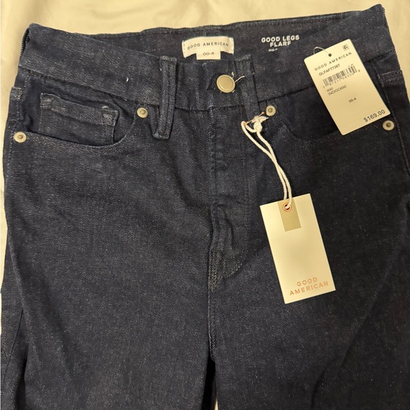 Always Fits Good American Good Legs Flare Dark Wash Jeans 00-4 NWT - Picture 5 of 8